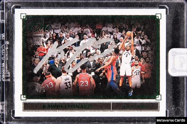 2019-20 Panini One and One Kawhi Leonard Timeless Moments Emerald #TM-KLE card image