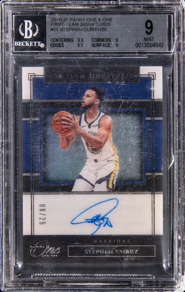 2019-20 Panini One and One Stephen Curry First-Team Signatures #FT-SCY card image