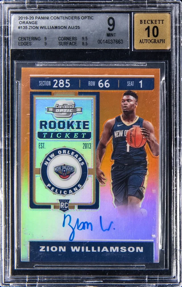 2019-20 Panini Optic Zion Williamson Contenders Orange #135 card image
