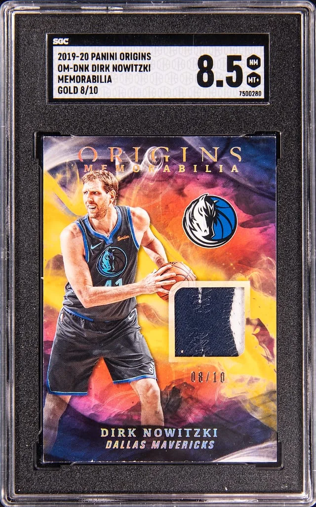 2019-20 Panini Origins Dirk Nowitzki Memorabilia Gold #DM-DNK card image