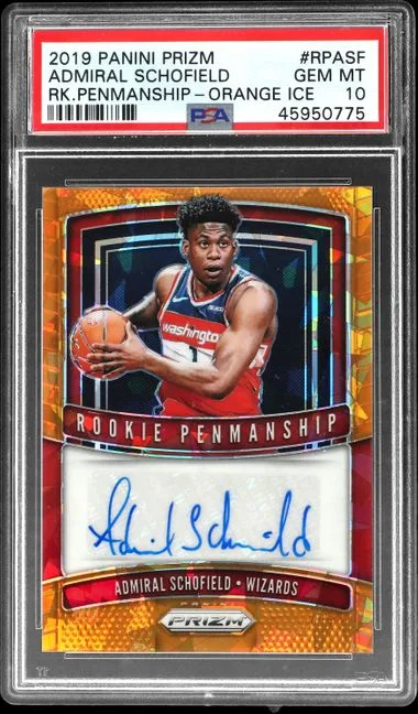 2019-20 Panini Prizm Admiral Schofield Penmanship Orange Ice #RP-ASF card image