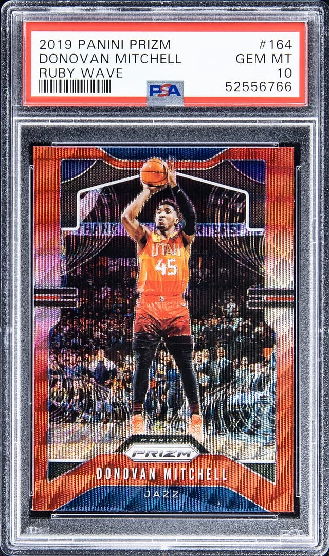 2019-20 Panini Prizm Donovan Mitchell Ruby Wave #164 card image