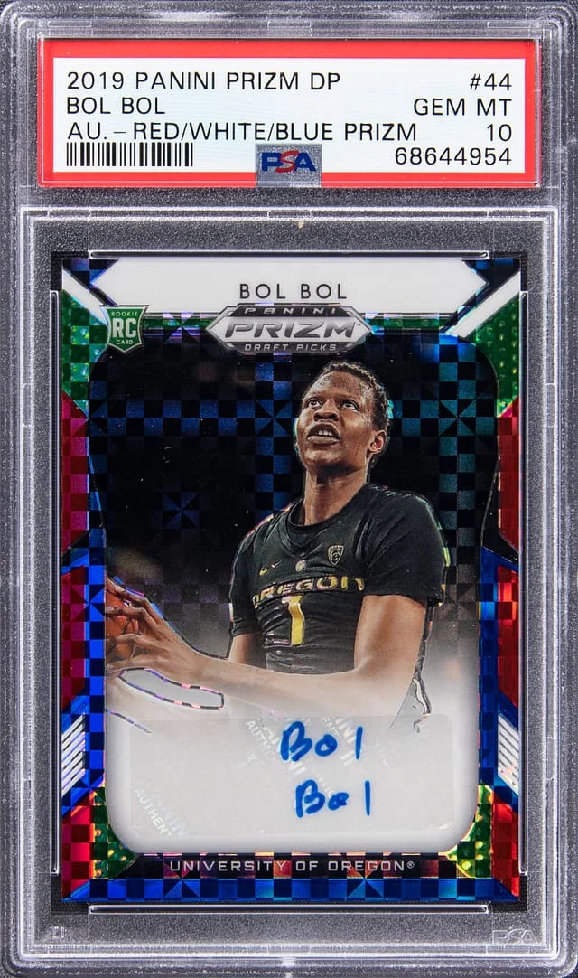 2019-20 Panini Prizm Draft Picks Bol Bol Autographs Red White and Blue Prizm #44 card image