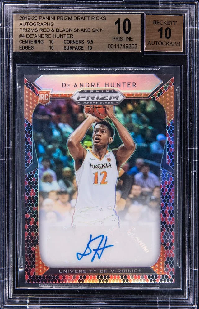 2019-20 Panini Prizm Draft Picks De'Andre Hunter Autographs Red & Black Snake Skin #4 card image