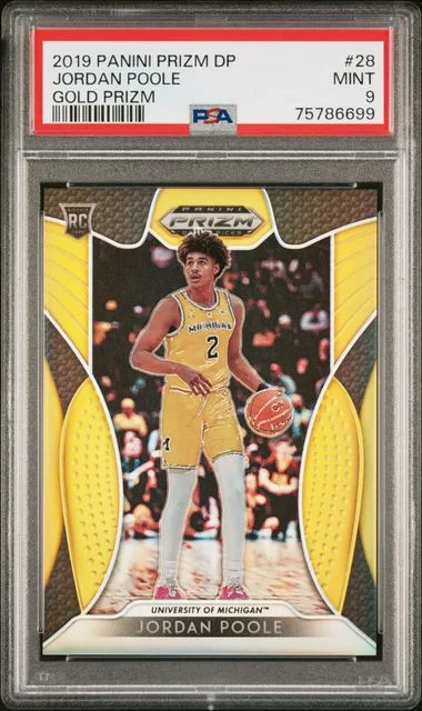 2019-20 Panini Prizm Draft Picks Jordan Poole Gold Prizm #28 card image