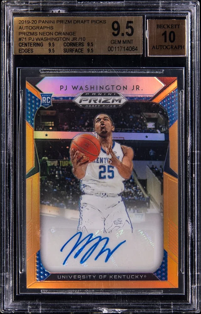 2019-20 Panini Prizm Draft Picks PJ Washington Jr. Autographs Neon Orange Prizm #71 card image