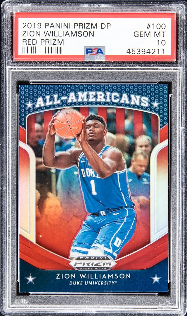2019-20 Panini Prizm Draft Picks Zion Williamson Green/Yellow Prizm #100 card image