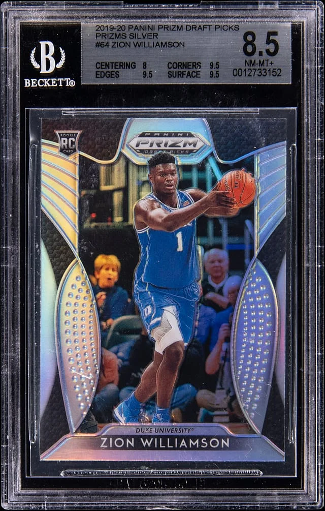 2019-20 Panini Prizm Draft Picks Zion Williamson Silver Prizm #64 card image