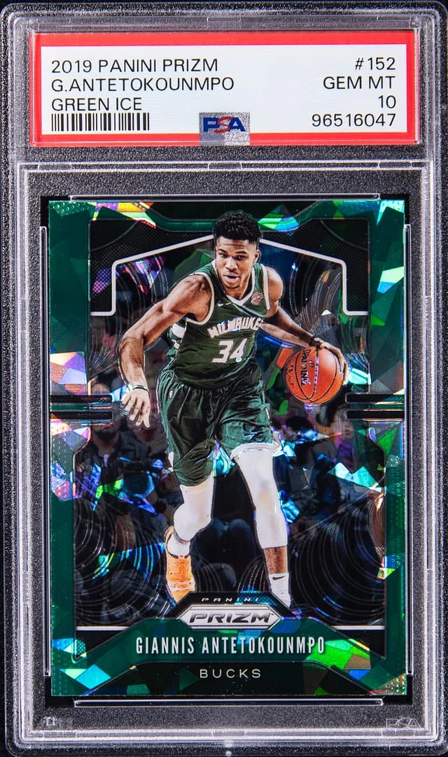 2019-20 Panini Prizm Giannis Antetokoumpo Green Ice #152 card image