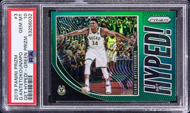 2019-20 Panini Prizm Giannis Antetokounmpo Get Hyped! Green #3 card image