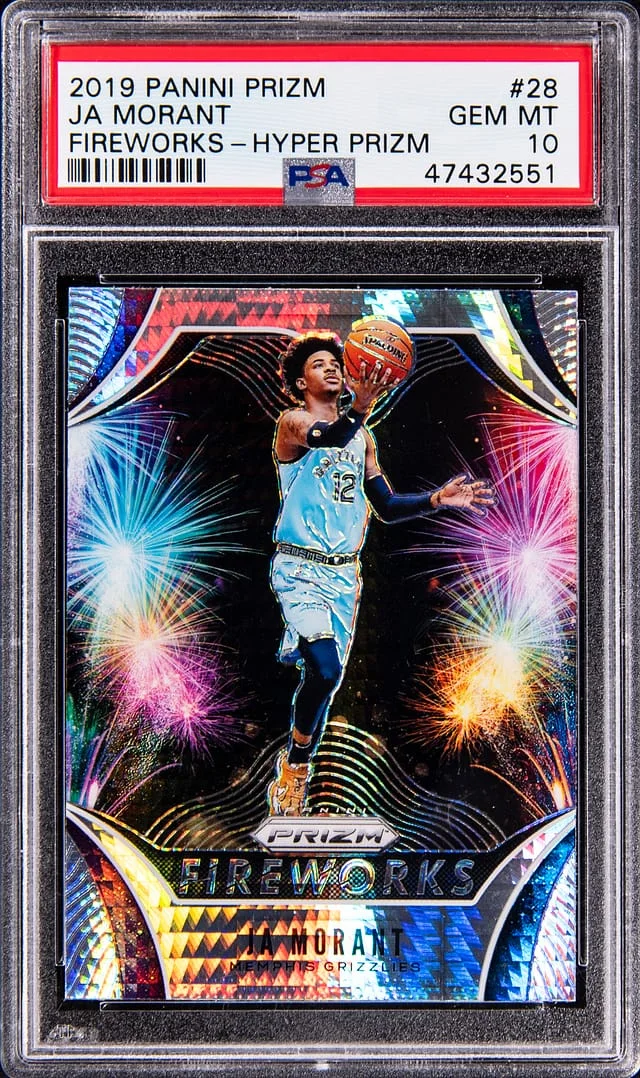 2019-20 Panini Prizm Ja Morant Fireworks Hyper Prizm #28 card image