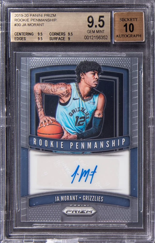 2019-20 Panini Prizm Ja Morant Penmanship #RP-JMT card image
