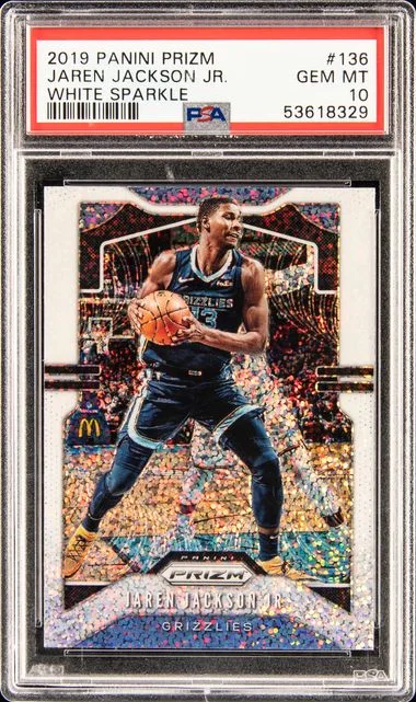 2019-20 Panini Prizm Jaren Jackson Jr. White Sparkle Prizm #136 card image