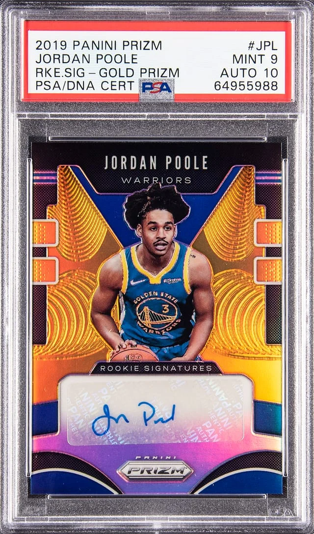 2019-20 Panini Prizm Jordan Poole Signatures Gold Prizm #RS-JPL card image