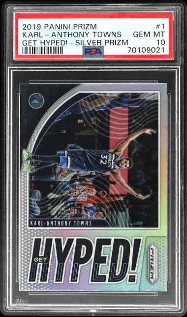 2019-20 Panini Prizm Karl-Anthony Towns Get Hyped! Silver Prizm #1 card image