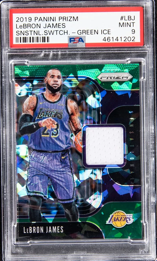 2019-20 Panini Prizm LeBron James Substantial Swatches Green Ice #LBJ card image