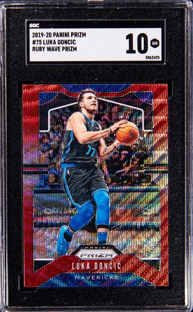 2019-20 Panini Prizm Luka Dońić Ruby Wave Prizm #75 card image