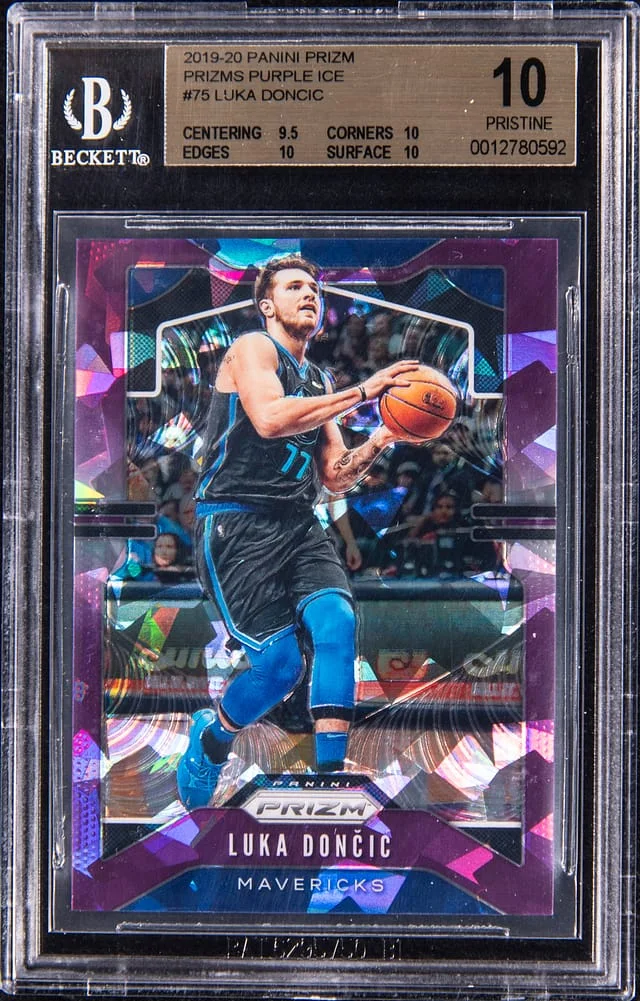 2019-20 Panini Prizm Luke Doncic Prizms Purple Ice #75 card image