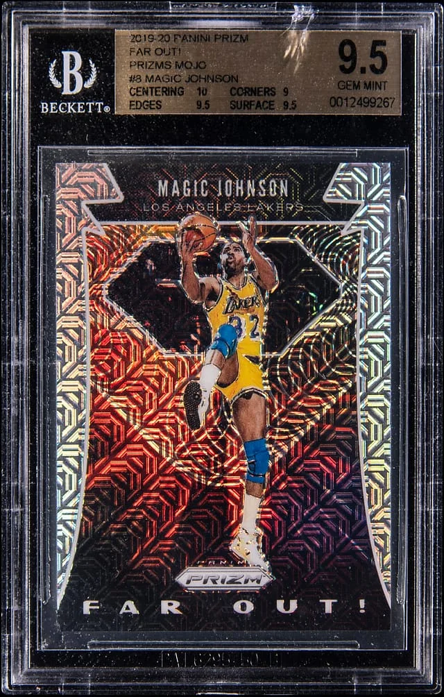 2019-20 Panini Prizm Magic Johnson Far Out! Black Prizm #8 card image
