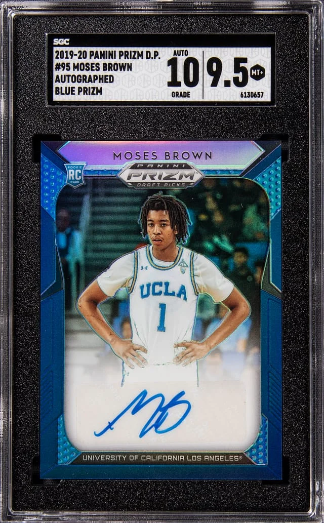 2019-20 Panini Prizm Moses Brown Draft Pick Autographed Blue Prizm #95 card image