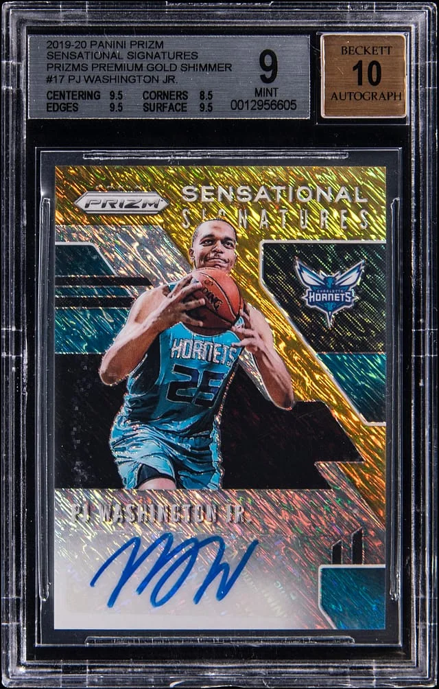 2019-20 Panini Prizm PJ Washington Jr. Sensational Signatures Prizms Premium Gold Shimmer #SS-PJW card image