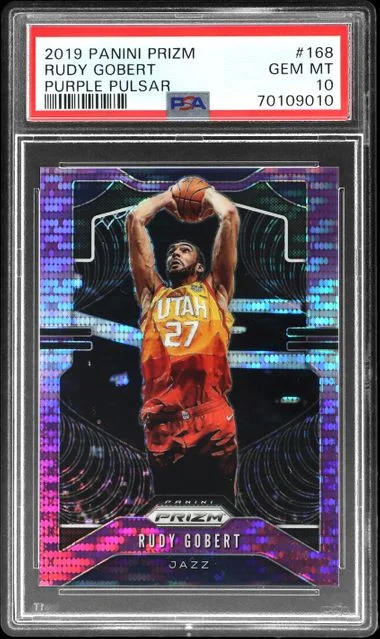 2019-20 Panini Prizm Rudy Gobert Purple Pulsar #168 card image