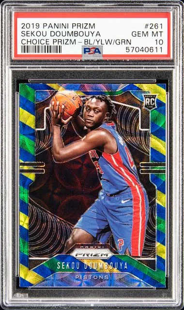 2019-20 Panini Prizm Sekou Doumbouya Choice Prizm-Blue/Yellow/Green #261 card image