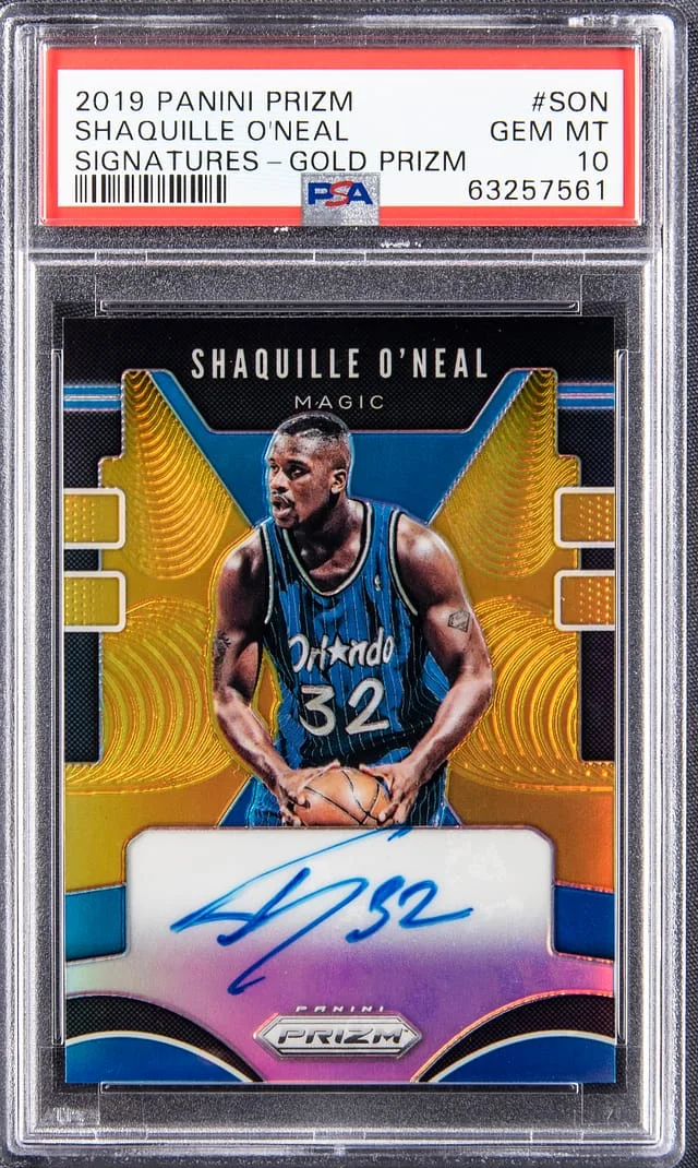 2019-20 Panini Prizm Shaquille O'Neal Signatures Gold Prizm #SS-SON card image