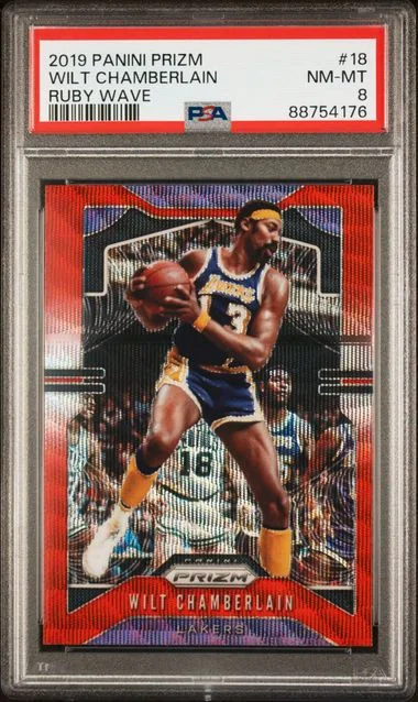 2019-20 Panini Prizm Wilt Chamberlain Ruby Wave #18 card image