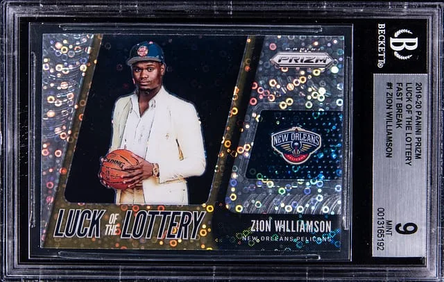 2019-20 Panini Prizm Zion Williamson Luck Of The Lottery Fast Break #1 card image