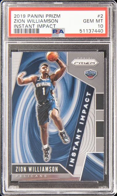 2019-20 Panini Prizm Zion Williamson Instant Impact #2 card image