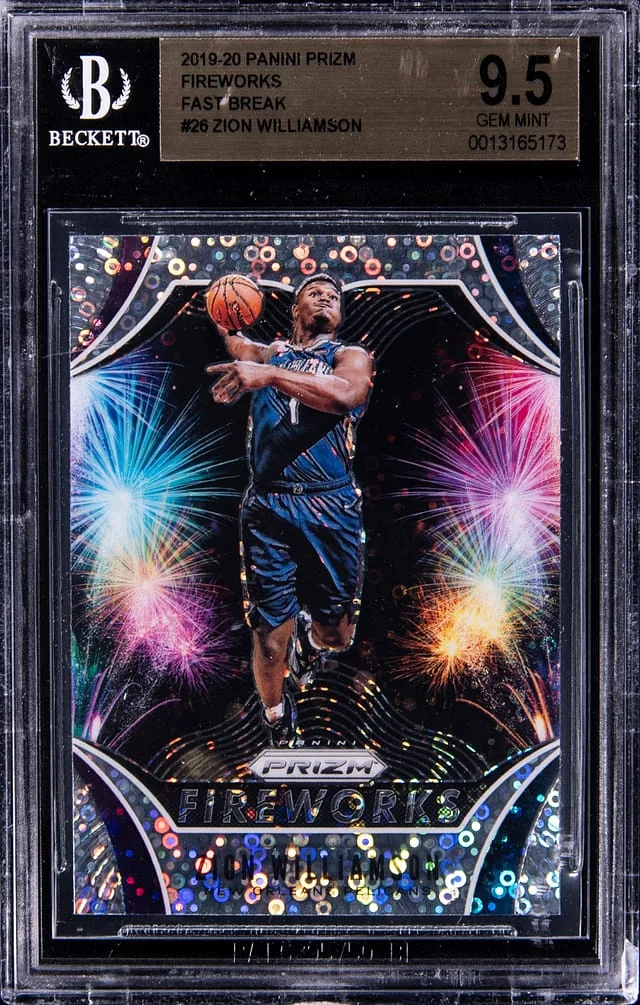 2019-20 Panini Prizm Zion Williamson Fireworks Fast Break #26 card image