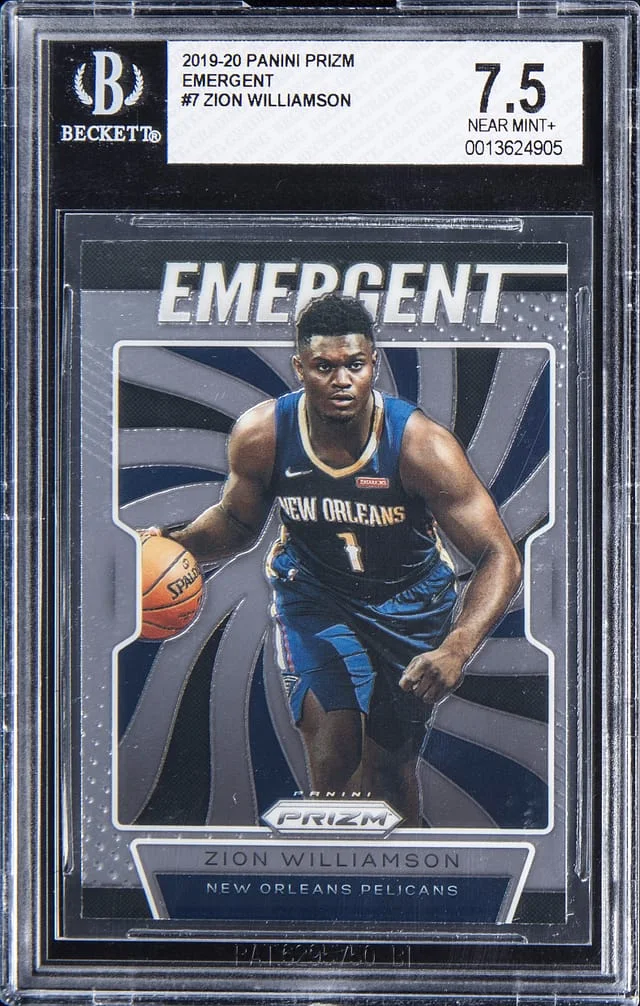 2019-20 Panini Prizm Zion Williamson Emergent #7 card image