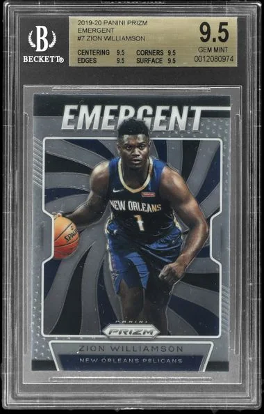 2019-20 Panini Prizm Zion Williamson – True Gem Emergent #7 card image