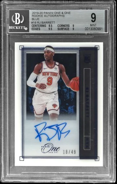 2019-20 Panini RJ Barrett One & One Autographs Blue #RA-RJB card image