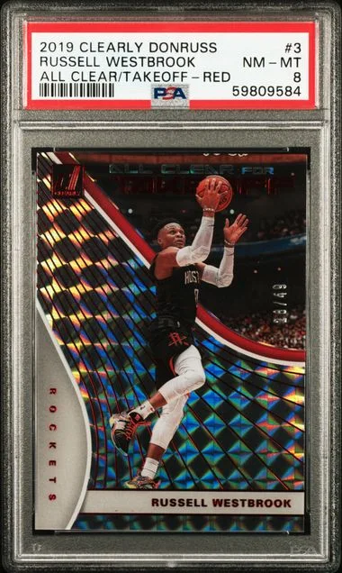 2019-20 Panini Russell Westbrook Clearly Donruss All Clear For Takeoff Red #3 card image