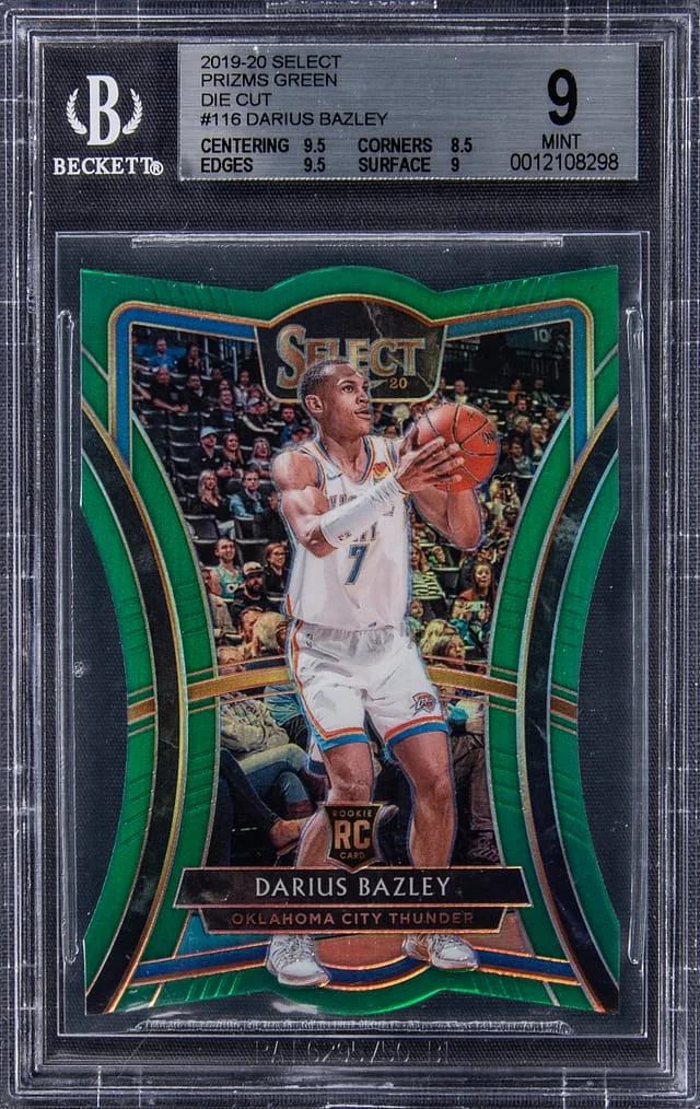 2019-20 Panini Select Darius Bazley Die Cut Premier Level Prizms Green #116 card image