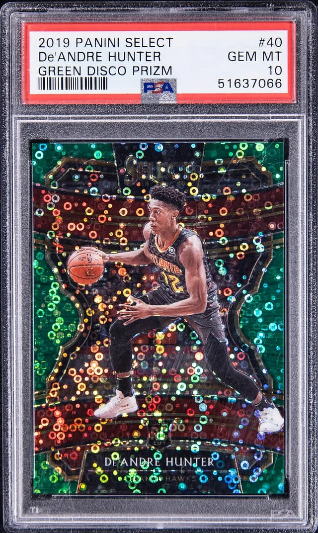 2019-20 Panini Select De'Andre Hunter Green Disco Prizm #40 card image