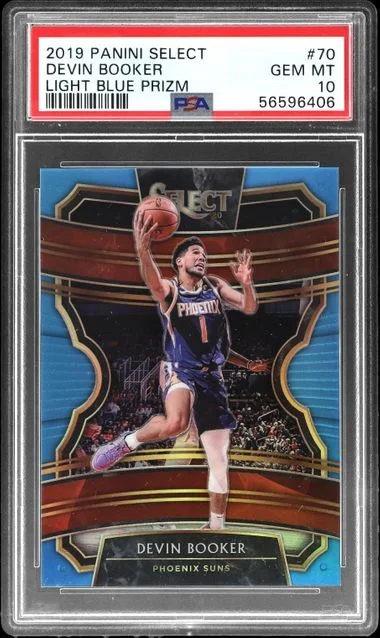 2019-20 Panini Select Devin Booker Light Blue Prizm #70 card image