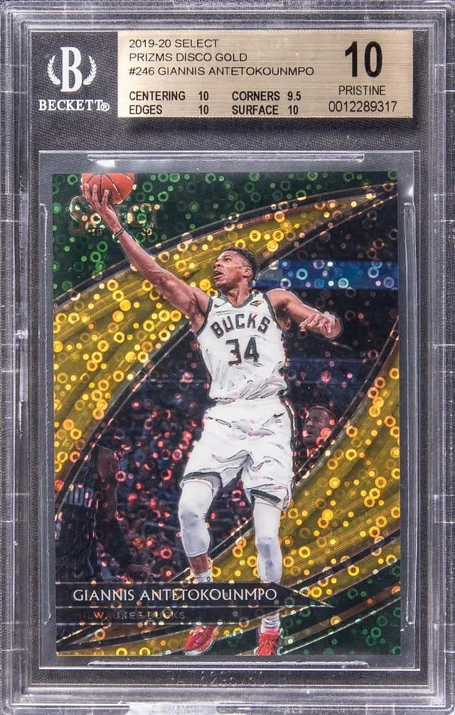 2019-20 Panini Select Giannis Antetokounmpo Disco Gold Prizm #246 card image