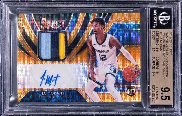2019-20 Panini Select Ja Morant Jersey Autographs Neon Orange Pulsar Prizm #2 card image