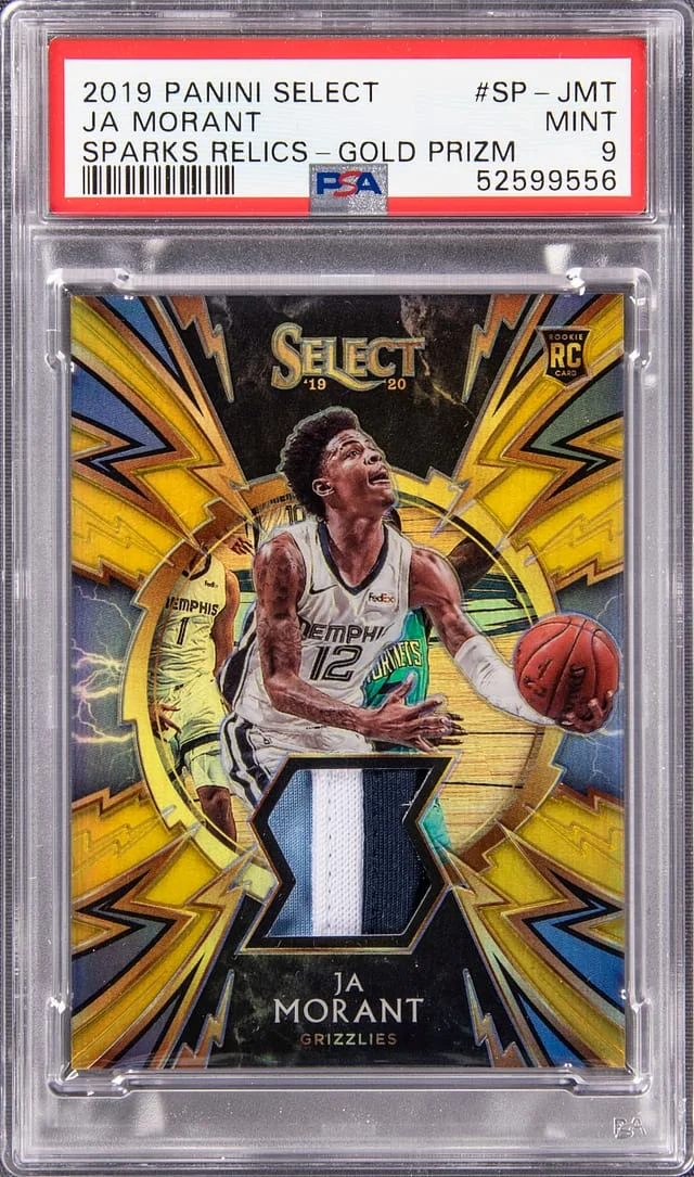 2019-20 Panini Select Ja Morant Sparks Relics Gold Prizm #SP-JMT card image