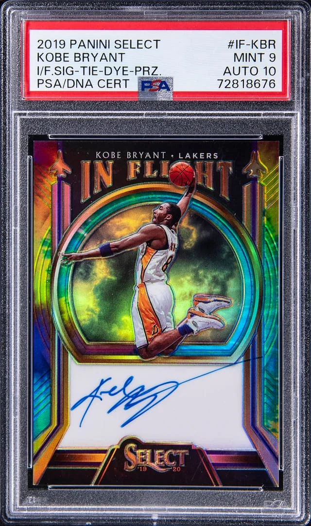 2019-20 Panini Select Kobe Bryant In Flight Signatures Tie-Dye Prizm #IF-KBR card image