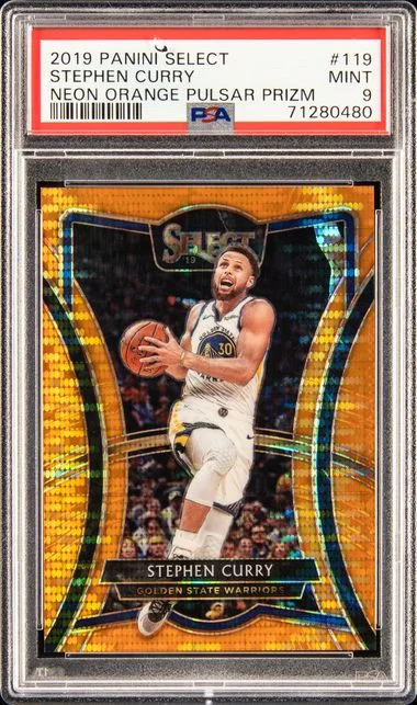 2019-20 Panini Select Stephen Curry Neon Orange Pulsar Prizm #119 card image