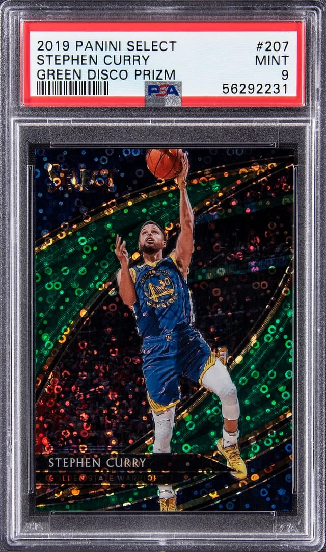 2019-20 Panini Select Stephen Curry Green Disco Prizm #207 card image