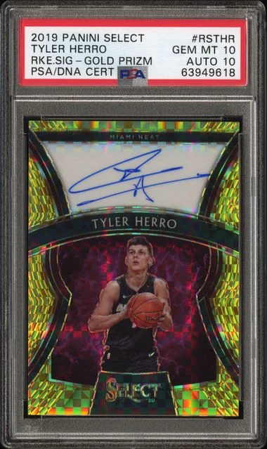2019-20 Panini Select Tyler Herro Signatures Gold Prizm #RS-THR card image