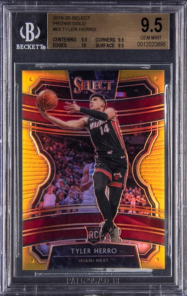 2019-20 Panini Select Tyler Herro - True Gem + Example Gold Prizm #63 card image