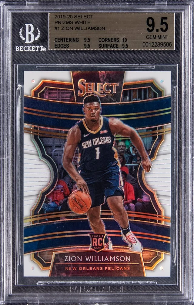 2019-20 Panini Select Zion Williamson White Prizm #1 card image