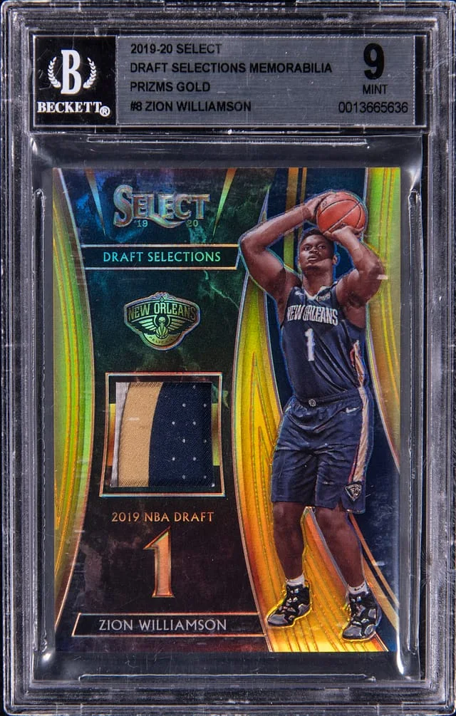2019-20 Panini Select Zion Williamson Draft Selections Memorabilia Gold Prizm #DS-ZWL card image