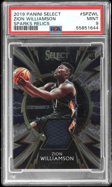 2019-20 Panini Select Zion Williamson Sparks Relics #SP-ZWL card image